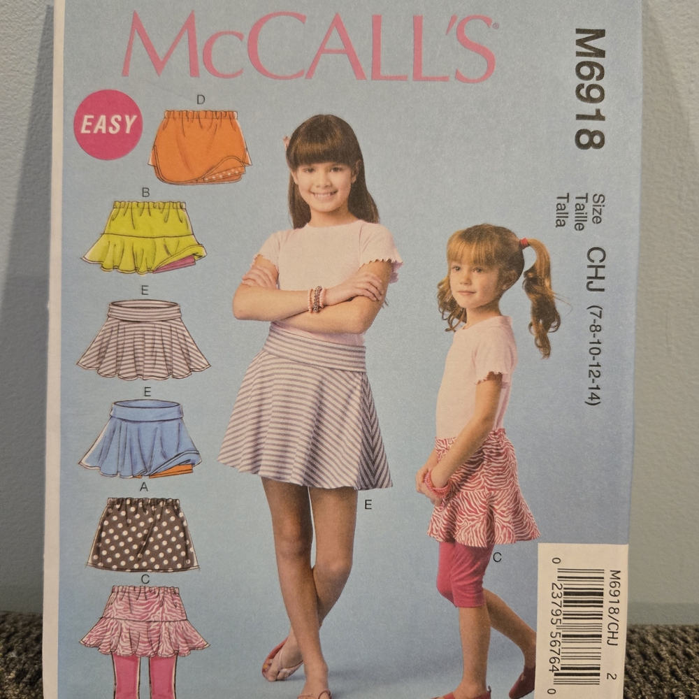 McCall Pattern Company M6918 Children's/Girls Skorts, Size CHJ